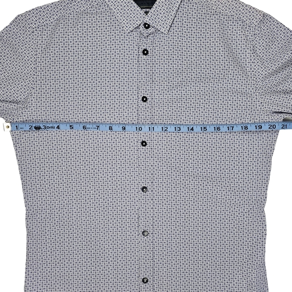 Zara Man Long Sleeve Slim Fit Button Down Shirt Blue White Men's Size Medium - Picture 14 of 15